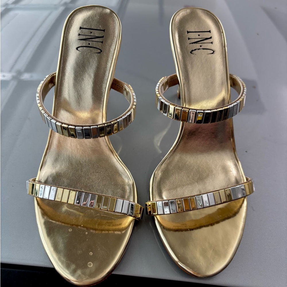 INC International Concepts Women's Metallic Gold Sandals